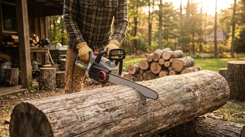 Quelle Puissance de Tronçonneuse Électrique pour Couper du Bois Dur ?